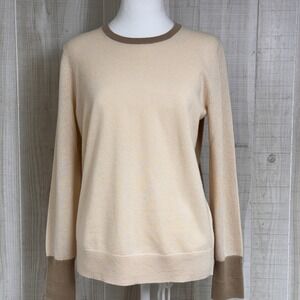 Everlane Cashmere Sweater Women's Cream/Tan Minimalist Quiet Luxury Crew Neck M